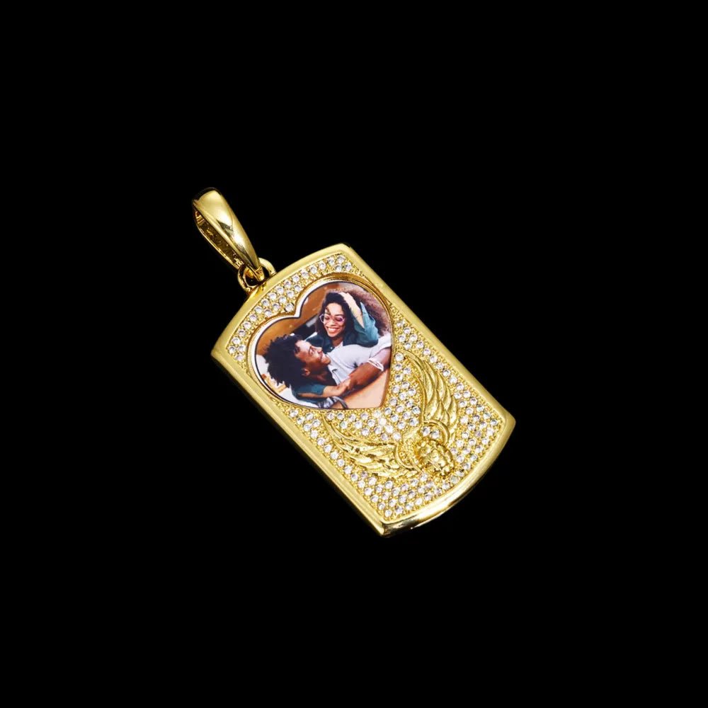 Winged Grenade Solid Dog Tag Custom Photo Pendant - 25mm - TONGSHOP / Length:16 / Length:18