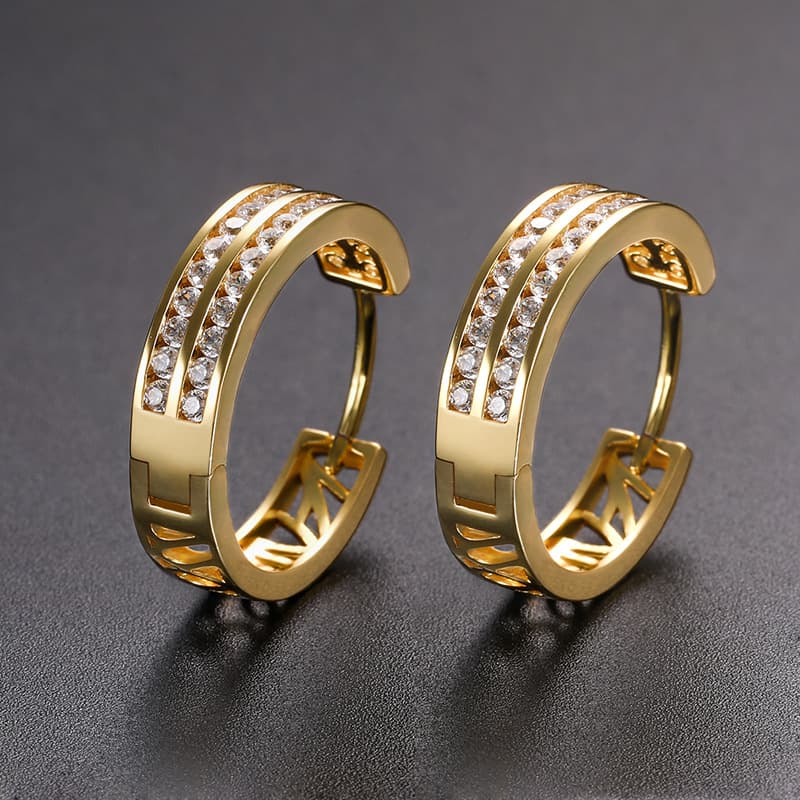 Gold-Plated Full Diamond Earrings