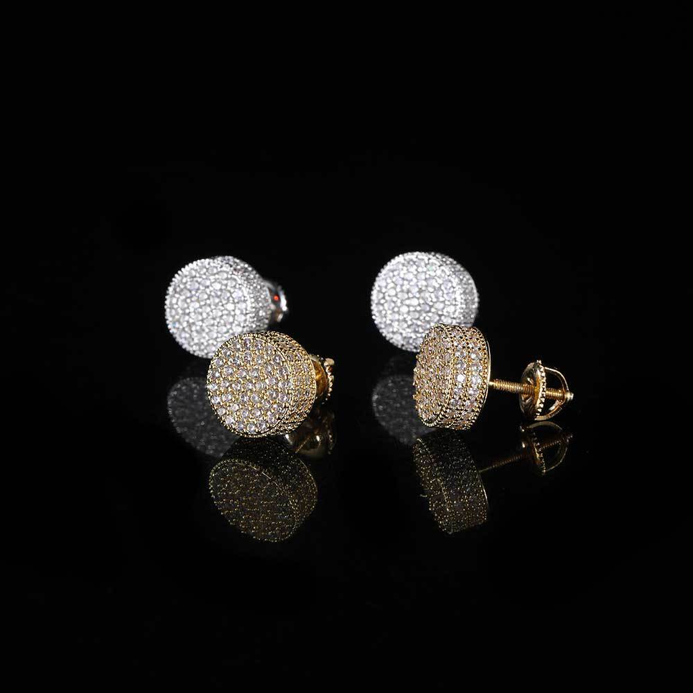 Double-layer Round Micro Pave Diamond Stud Earrings