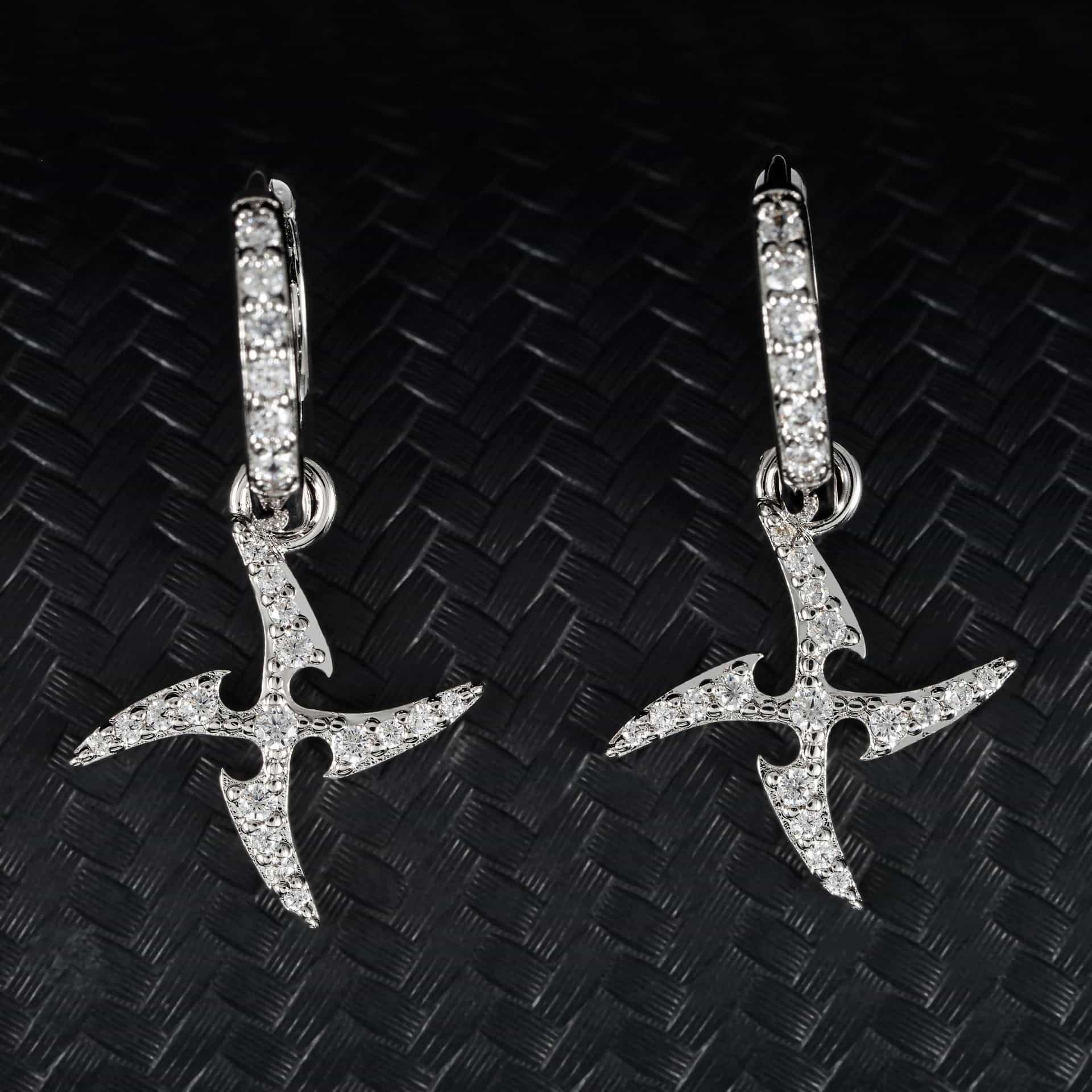 Iced-Out Windmill Shaped Diamond Earrings