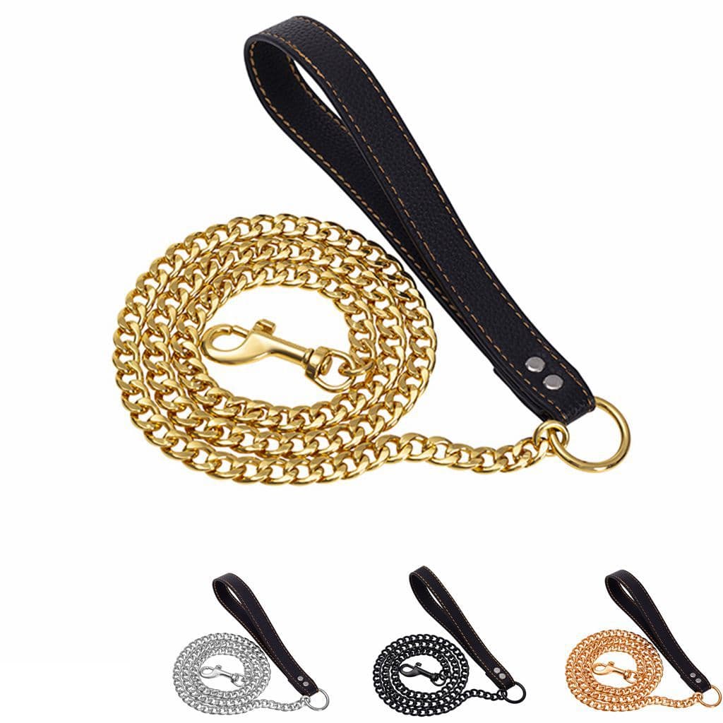 12mm 18K Gold Pet Dog Cuban Leash