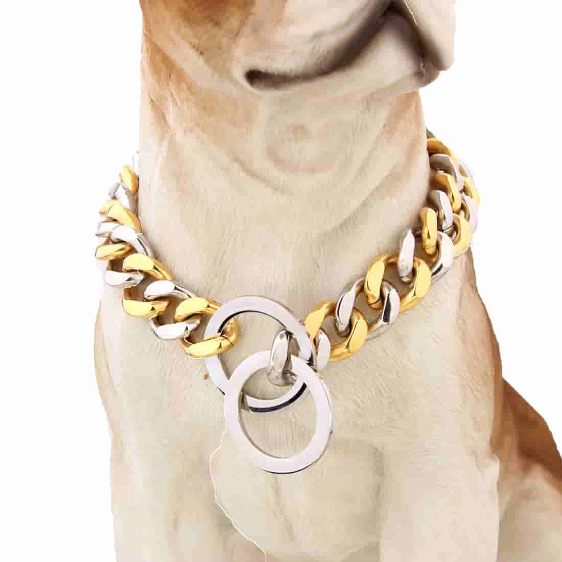 15mm Golden Retriever Husky Pet Dog Cuban Chain Denim Chain Collar