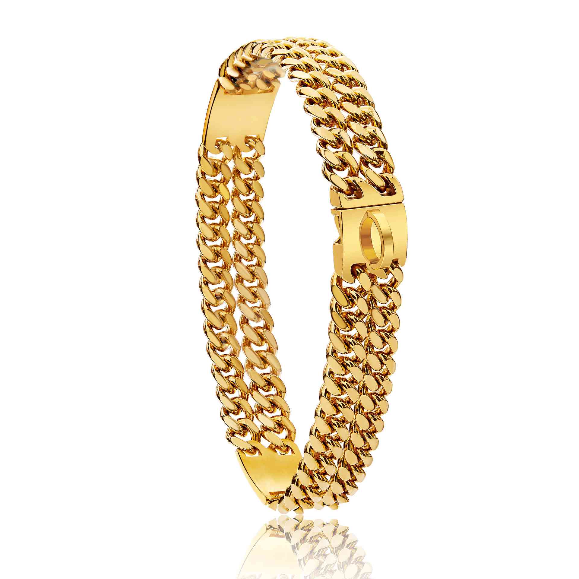 12mm Double Row Gold Encryption Chain ID Brand 18K Gold Cuban Chain Collar Traction Chain