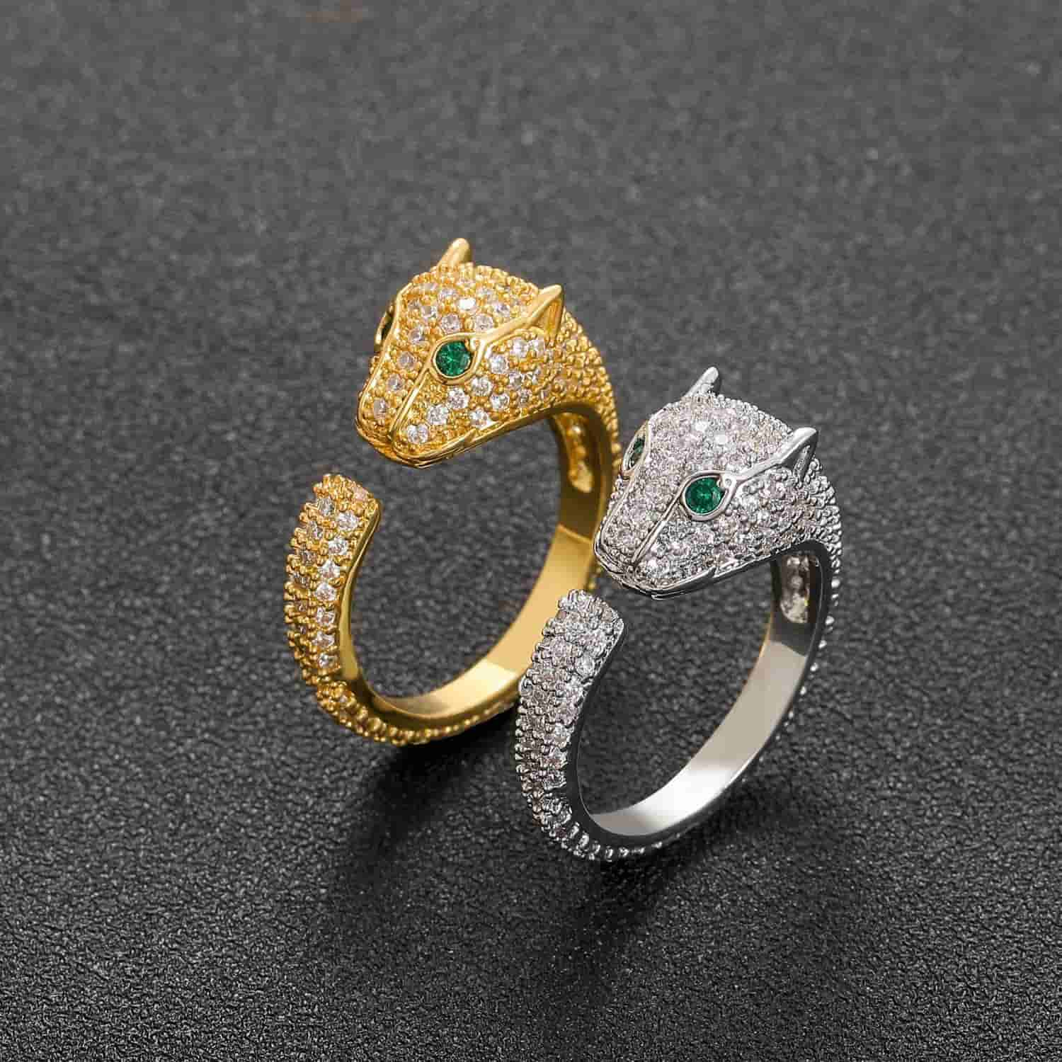 Micro Pave Leopard Open Ring