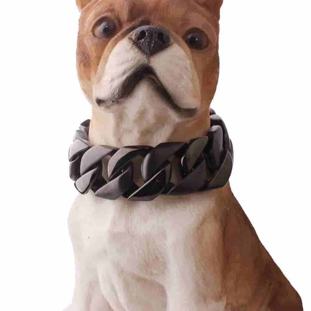 32mm Black Cuban Chain Dog Collar Dog Necklace Large Dog Bully Dog Cane Corso Bully Doberman Pinscher Rottweiler