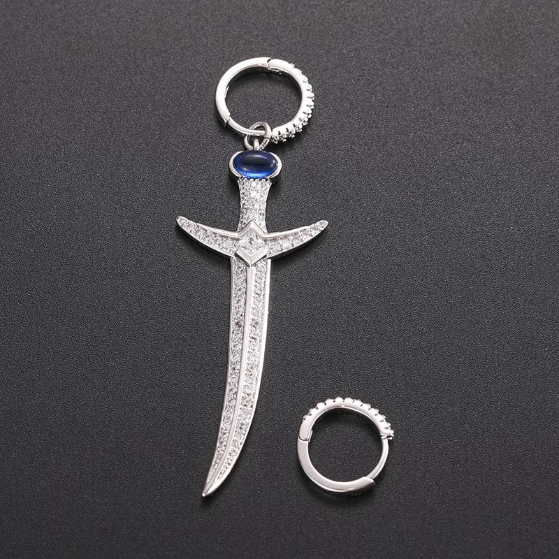 Fashionable Asymmetrical Sword Diamond Earrings | Handcrafted with VVS High Carbon Stone Simulants