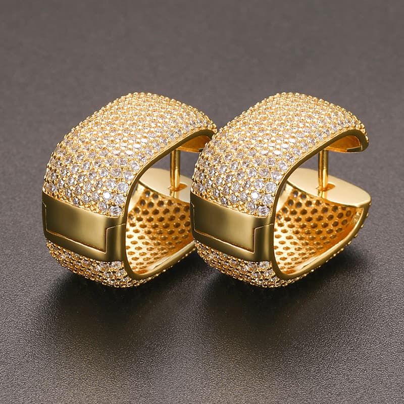 Hip-Hop Inspired Micro-Pave Square Diamond EARINGS