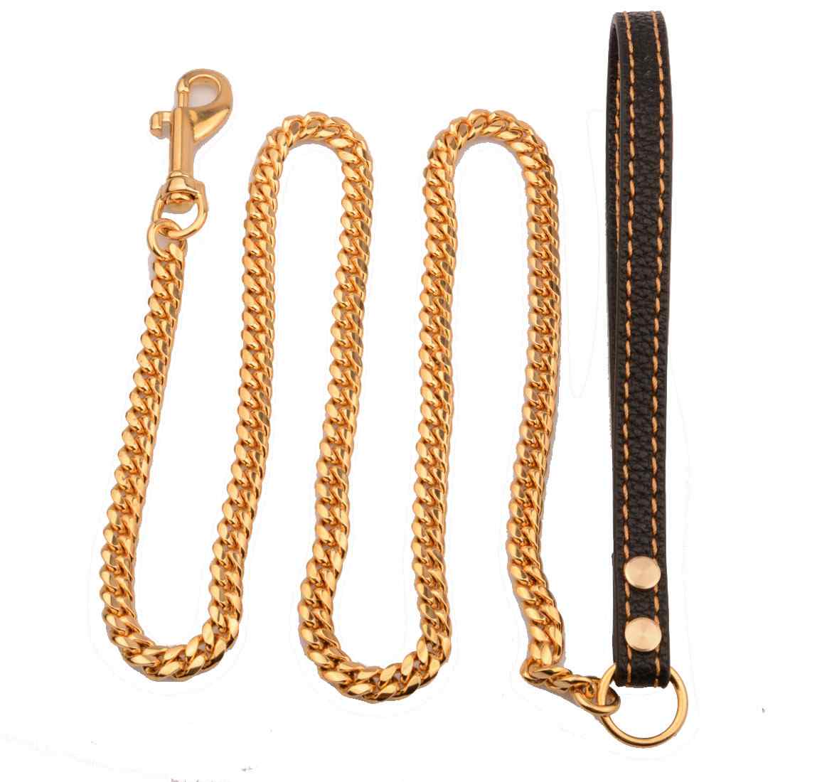 10mm Leash Golden Cuban Chain Pet Leash