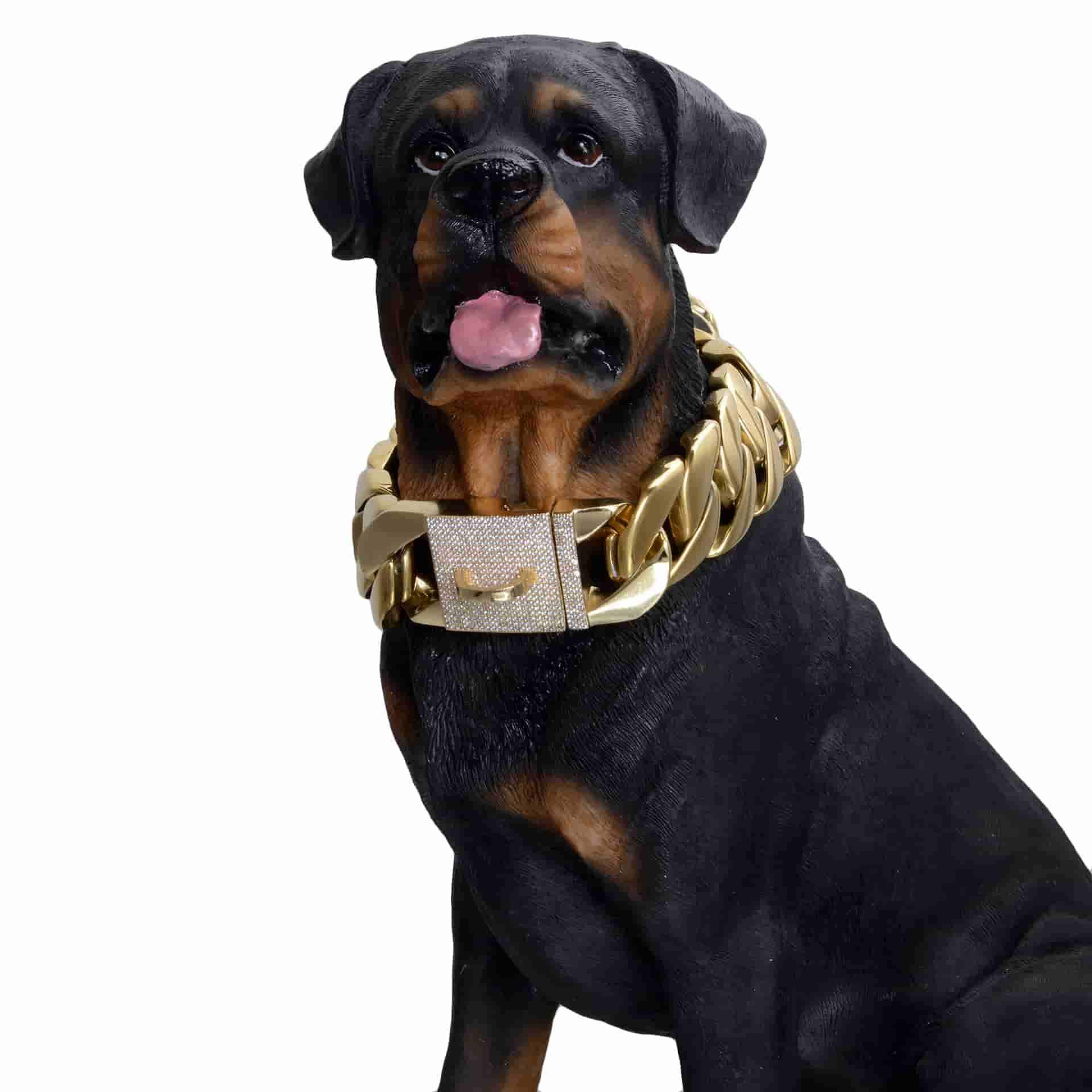 32mm Stainless Steel Dog Chain Dog Collar Dog Necklace Cane Corso Bully Doberman Pinscher Micro-Inlaid Zircon Copper Buckle