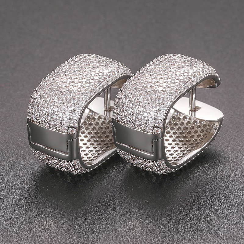 Hip-Hop Inspired Micro-Pave Square Diamond EARINGS