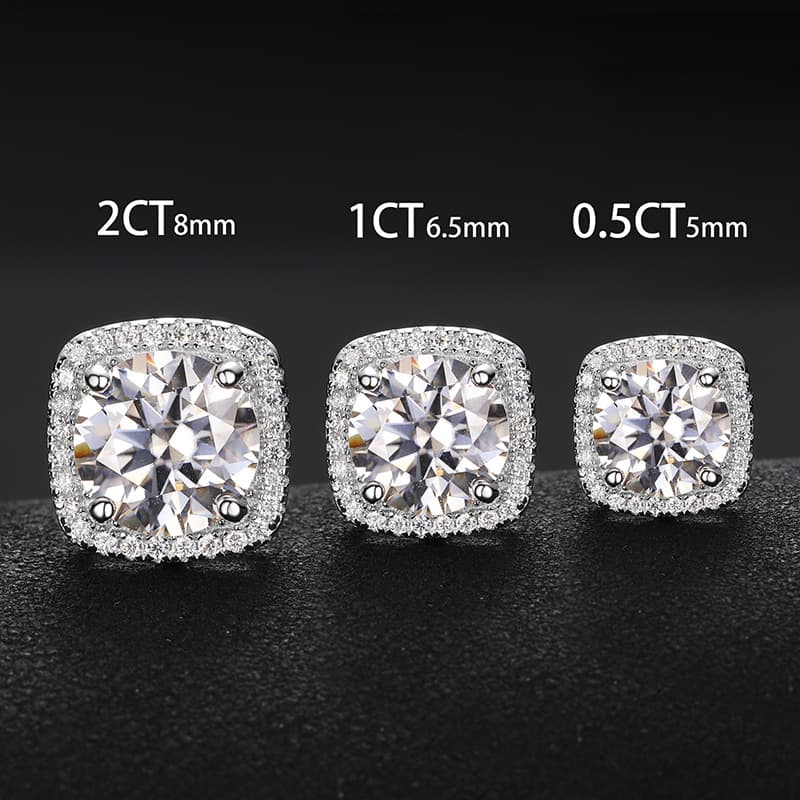 Artisan-Crafted S925 Square Ice Sugar VVS Moissanite  Earring