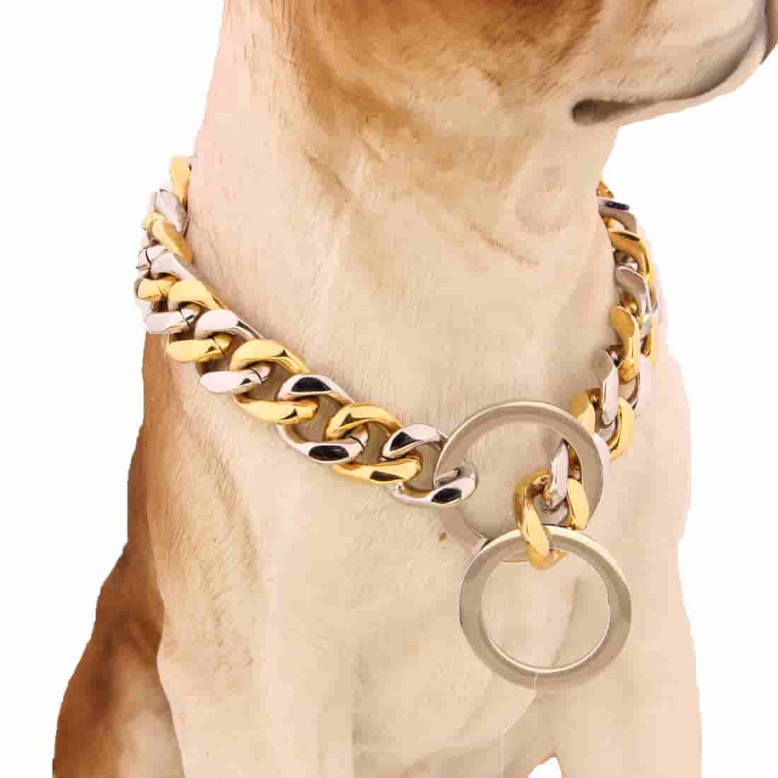 15mm Golden Retriever Husky Pet Dog Cuban Chain Denim Chain Collar