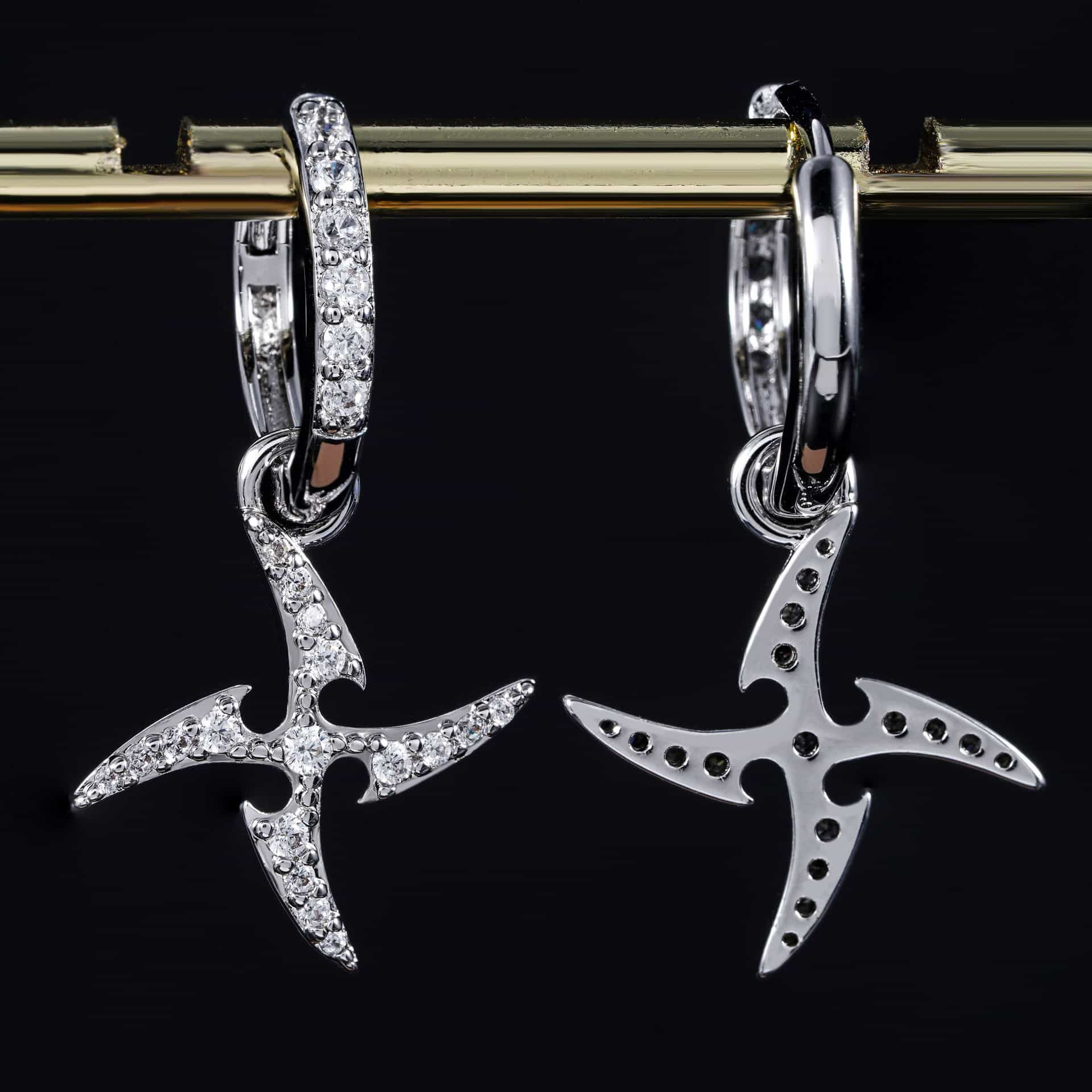 Iced-Out Windmill Shaped Diamond Earrings