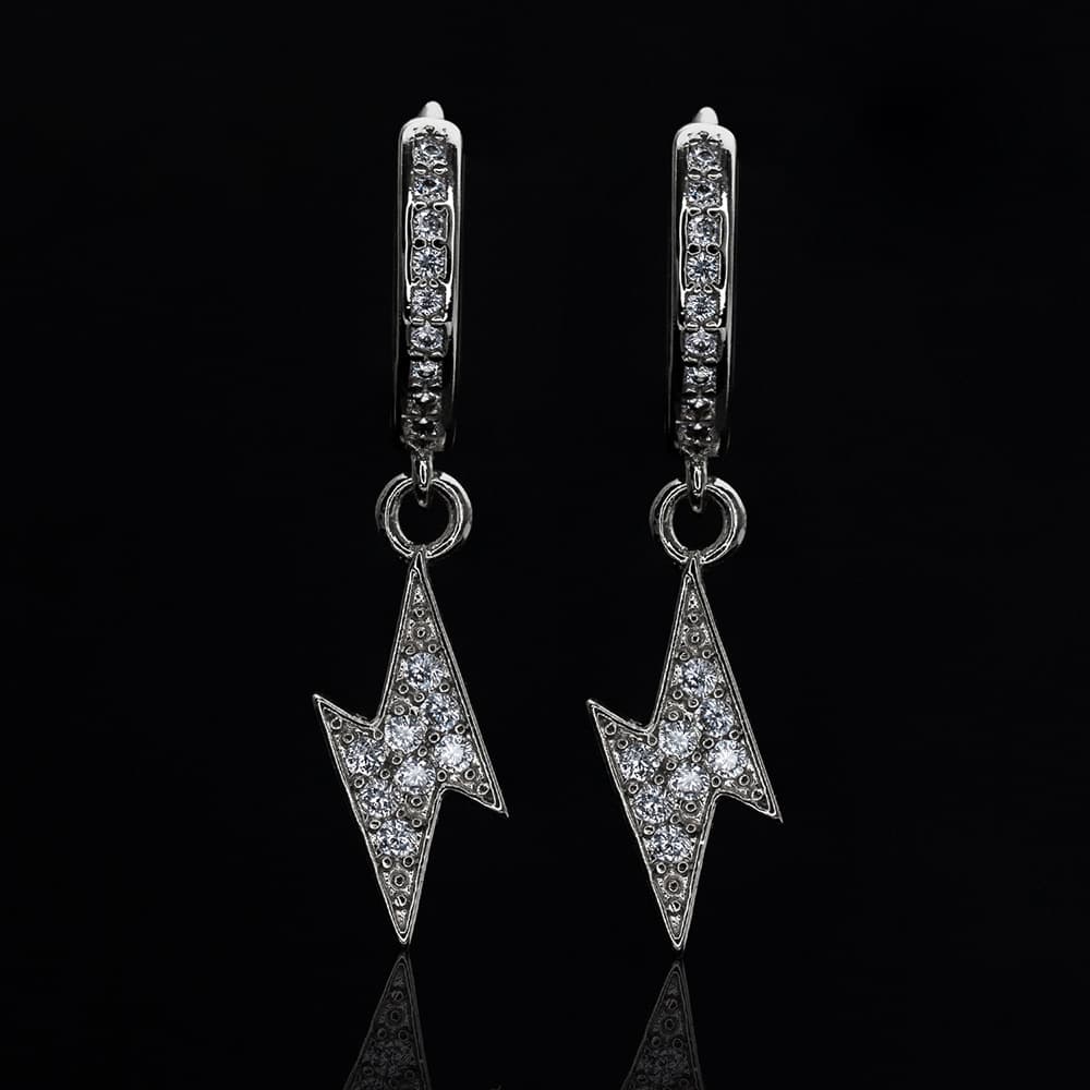 Lightning Bolt Diamond-Set Earrings