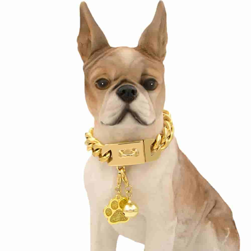 13/15/19mm 18K Gold Cuban Chain Pet Necklace Pet Collar Pet Accessories