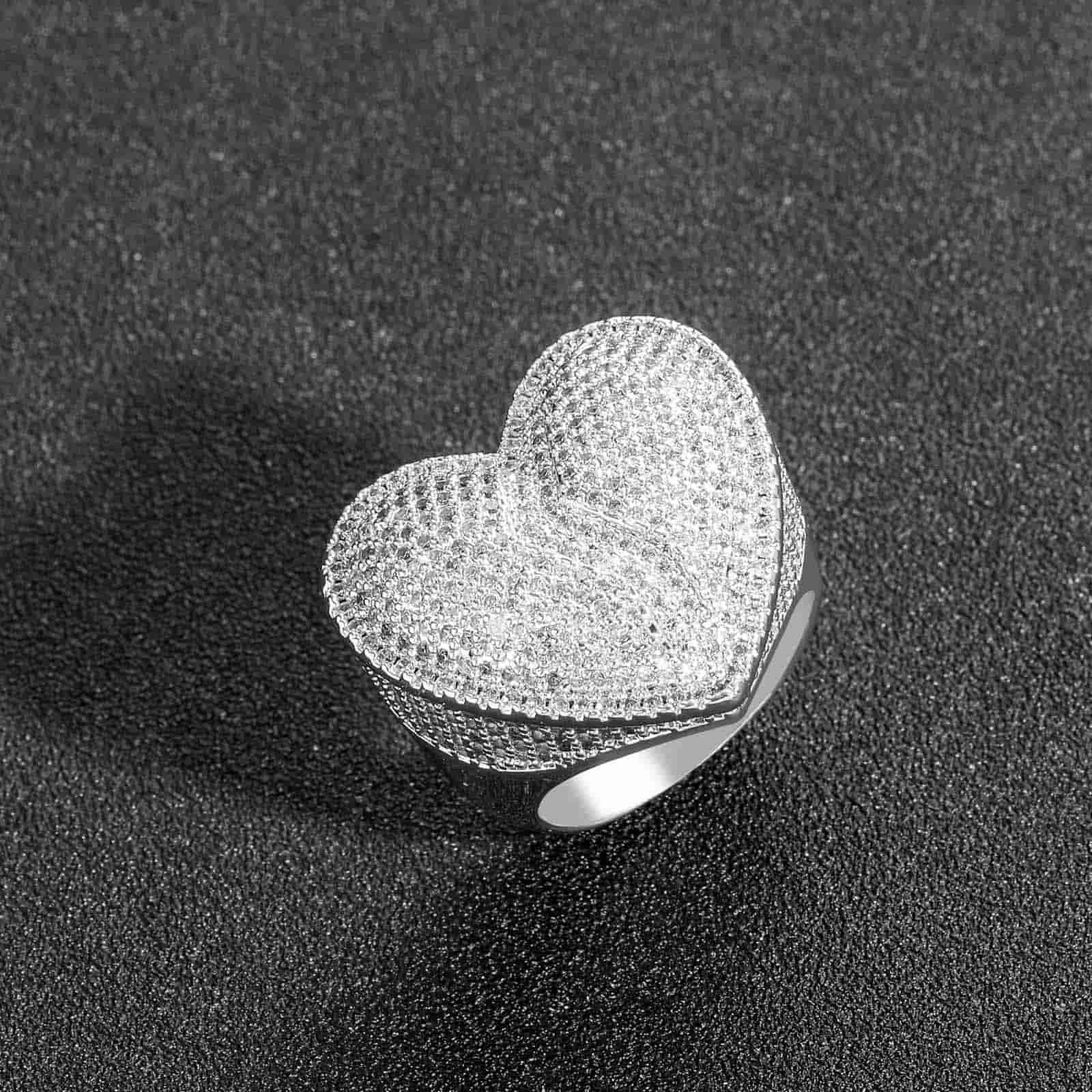 Micro Pave Heart Diamond Ring