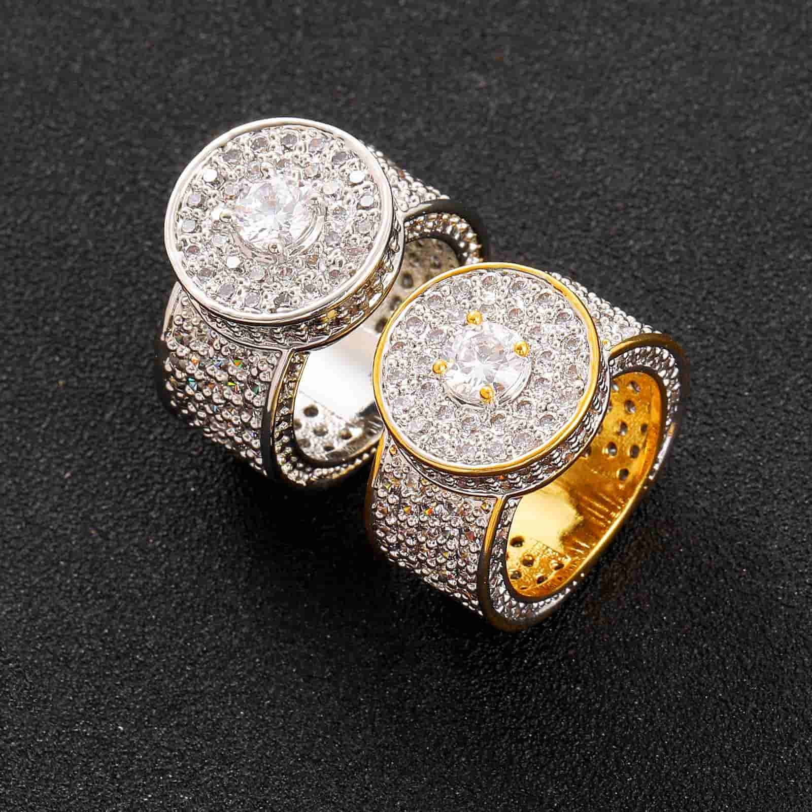 Micro Pave Classic Large Diamond 18K Gold Ring