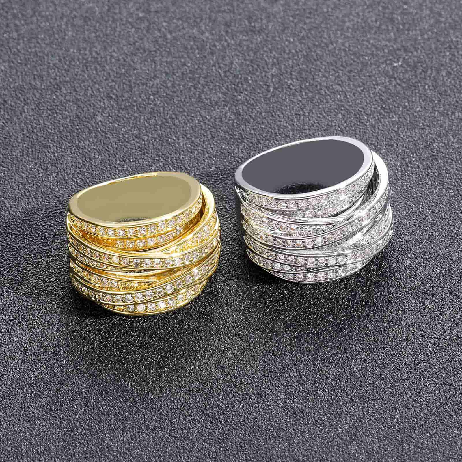 Multi-layered Diamond Wrap Ring