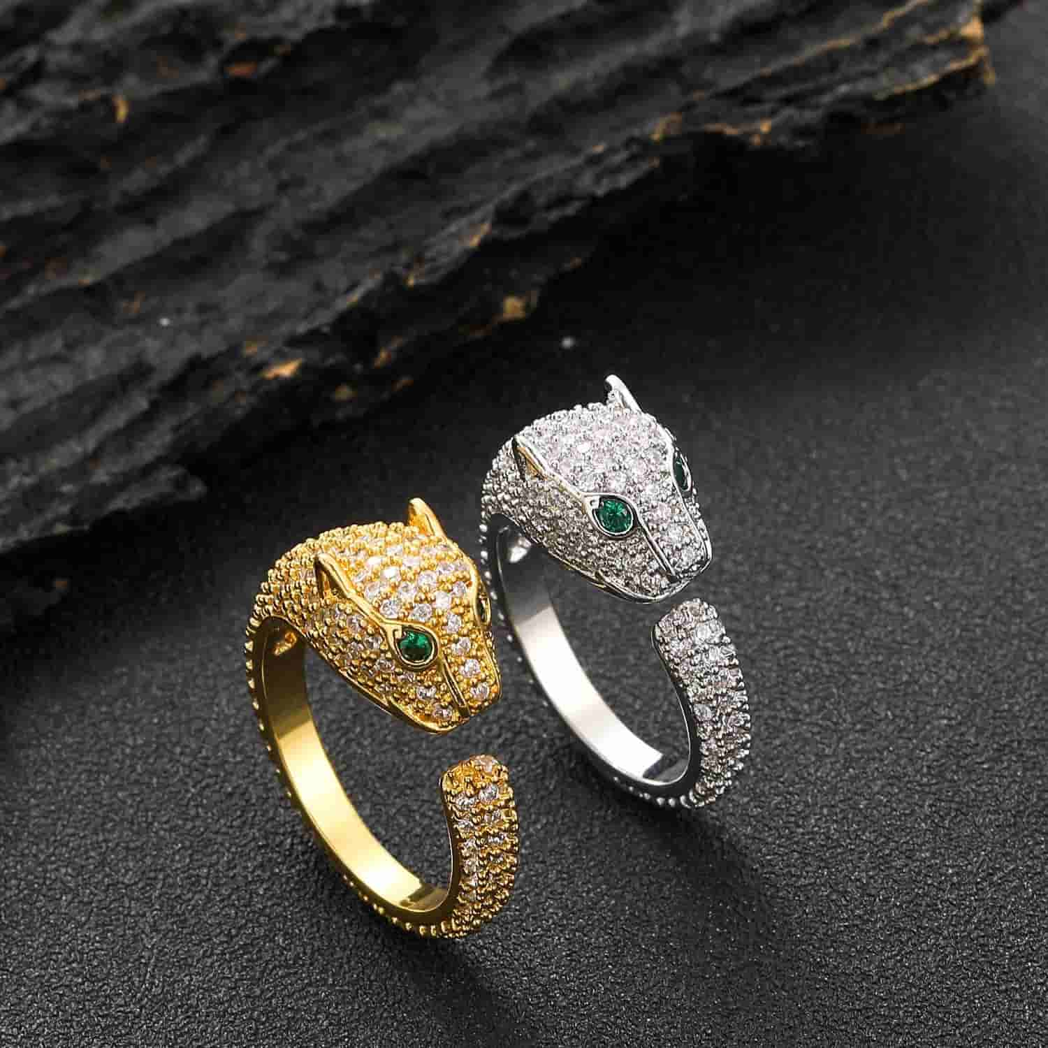 Micro Pave Leopard Open Ring