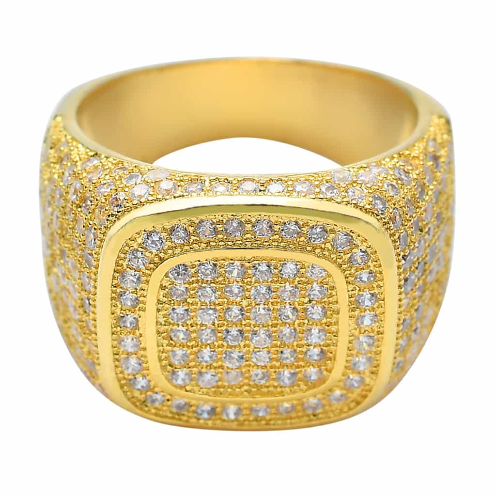 Gold-plated Micro Pave Full Diamond Ring