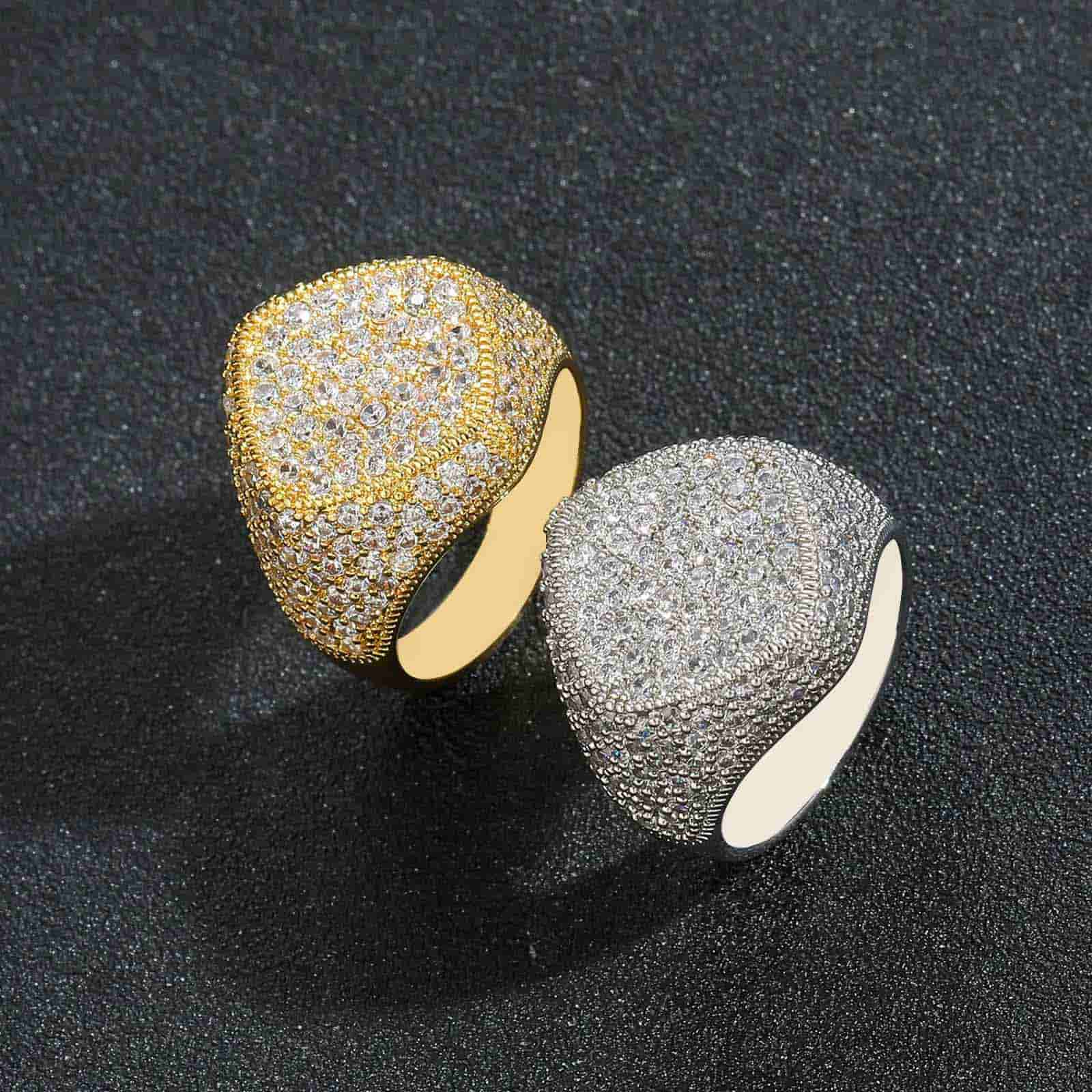 Diamond-Shaped Micro Pave Ice Ring