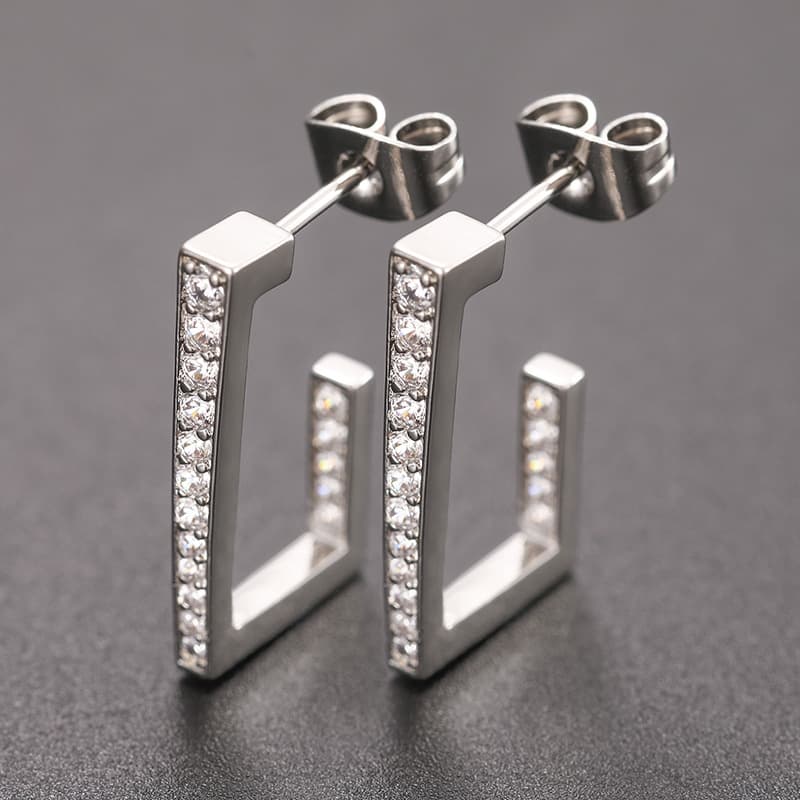 Hip-Hop Inspired Micro-Pave Diamond Ear Clasps