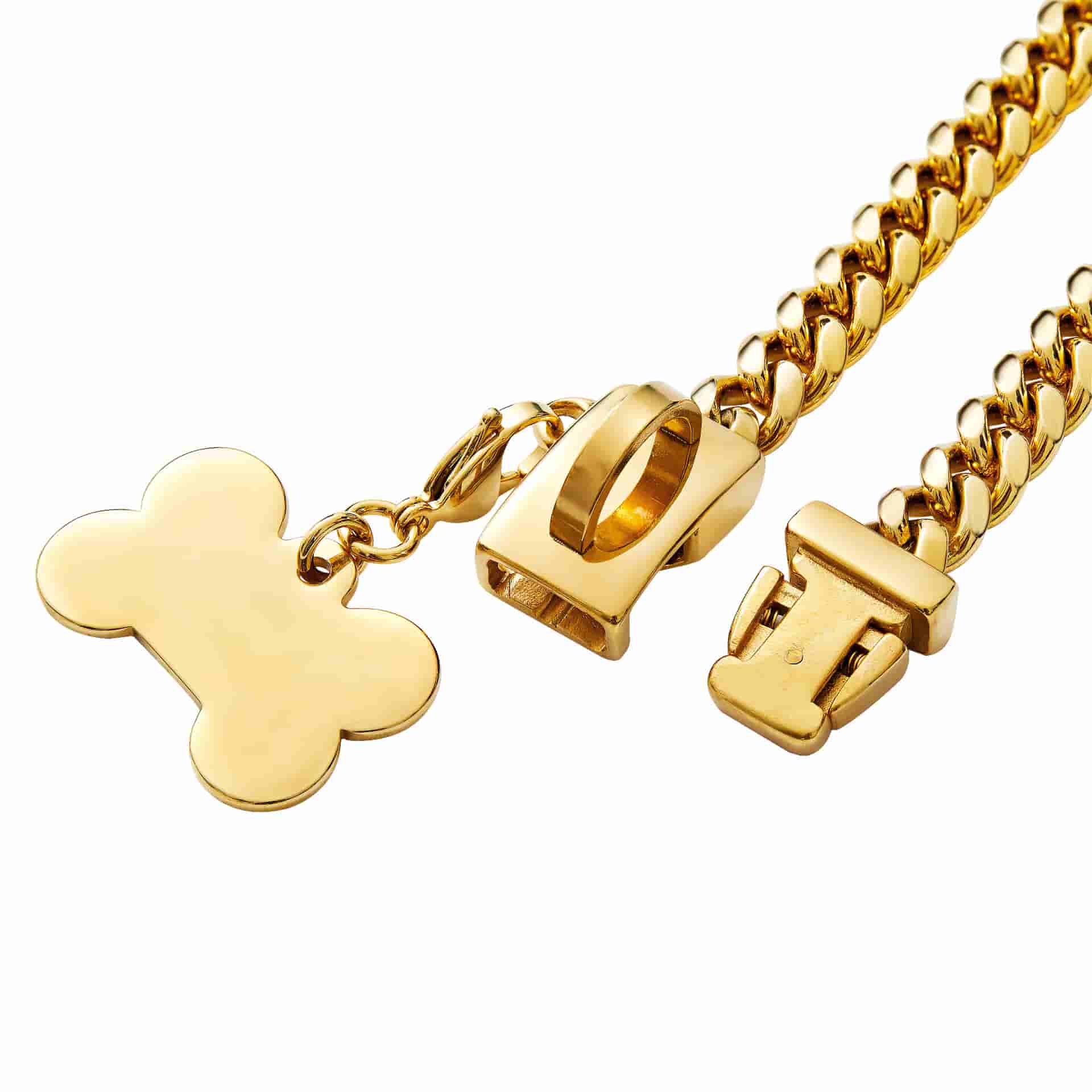 13/15/19mm 18K Gold Cuban Chain Pet Necklace Pet Collar Pet Accessories