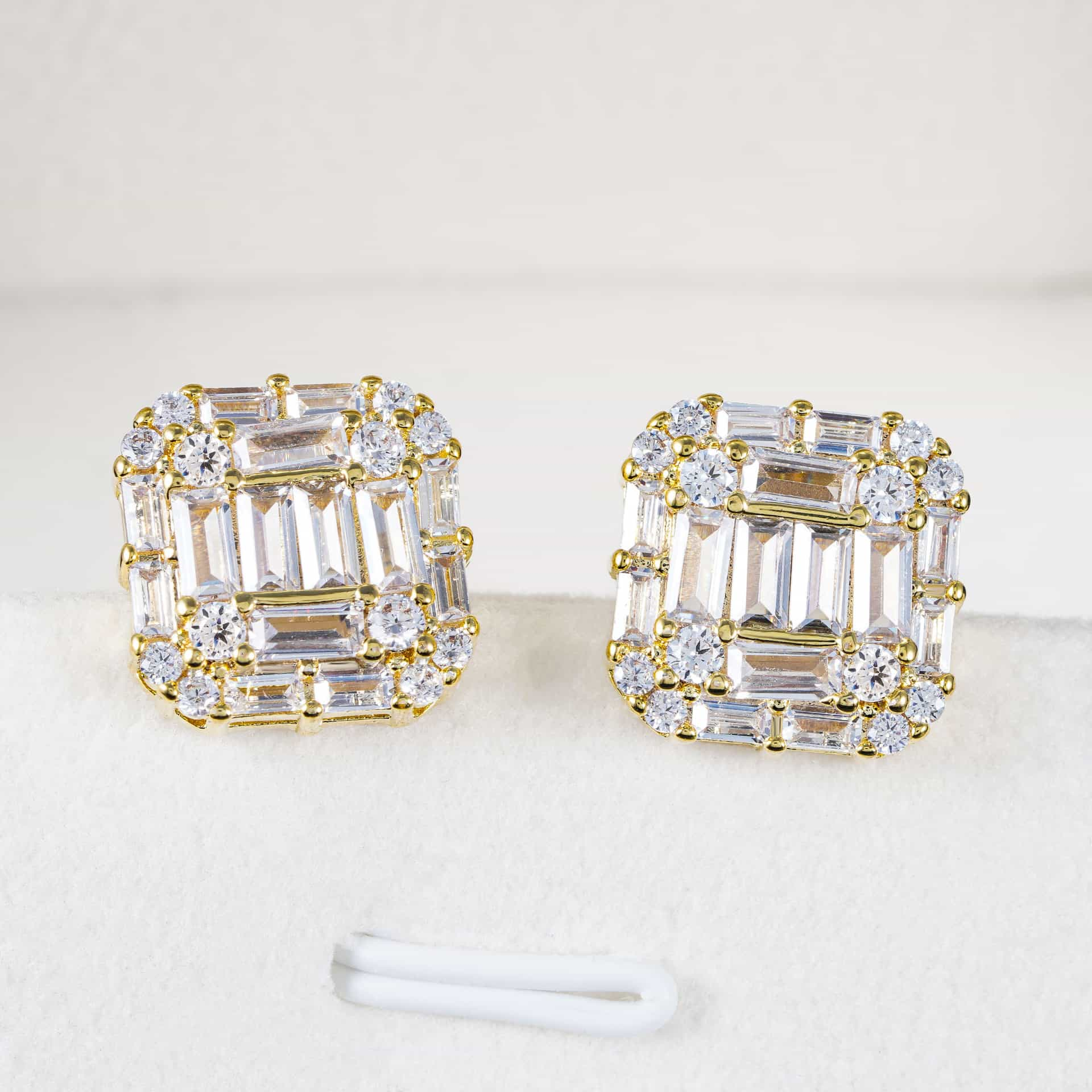 Hip-Hop Square Diamond Stud Earrings