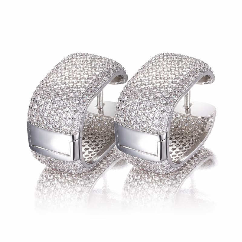 Hip-Hop Inspired Micro-Pave Square Diamond EARINGS