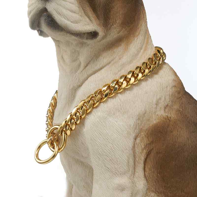 10mm Small and Medium Pet Dog Chain Golden Cuban Chain Dog Collar