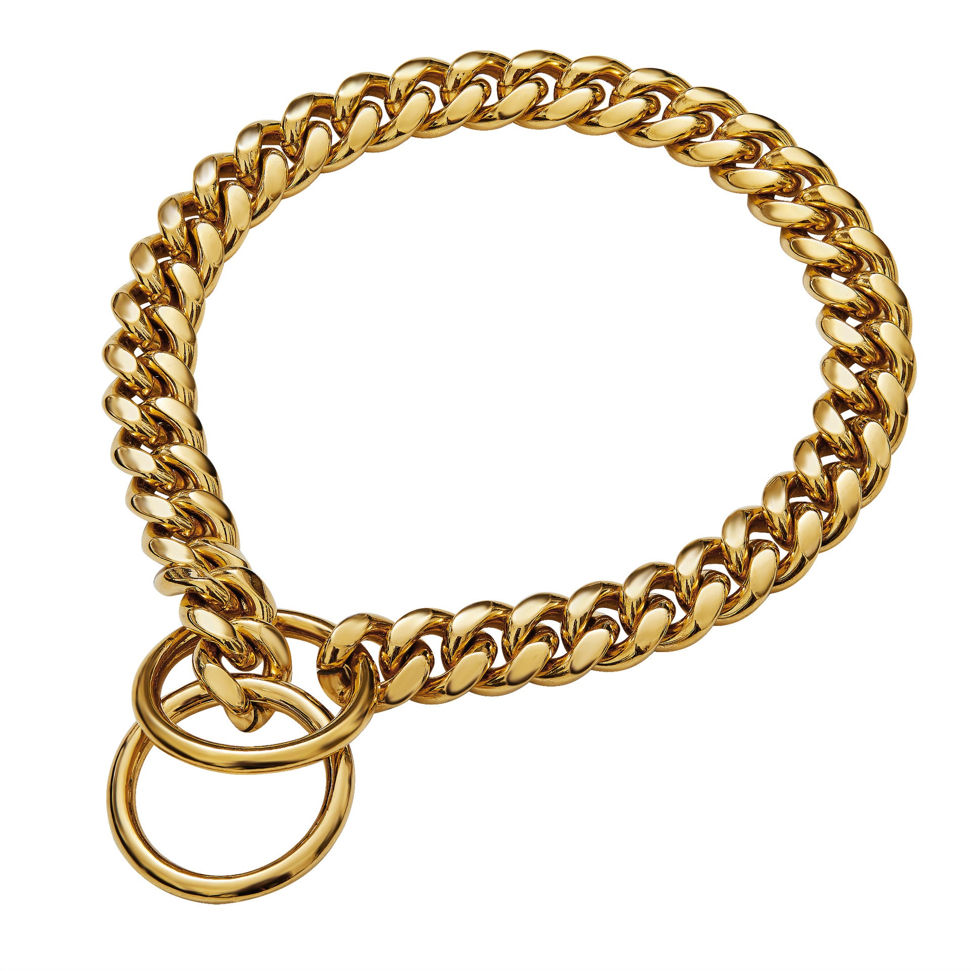 14mm Metal Dog Chain Stainless Steel 18K Gold Cuban Chain Pet Dog Collar