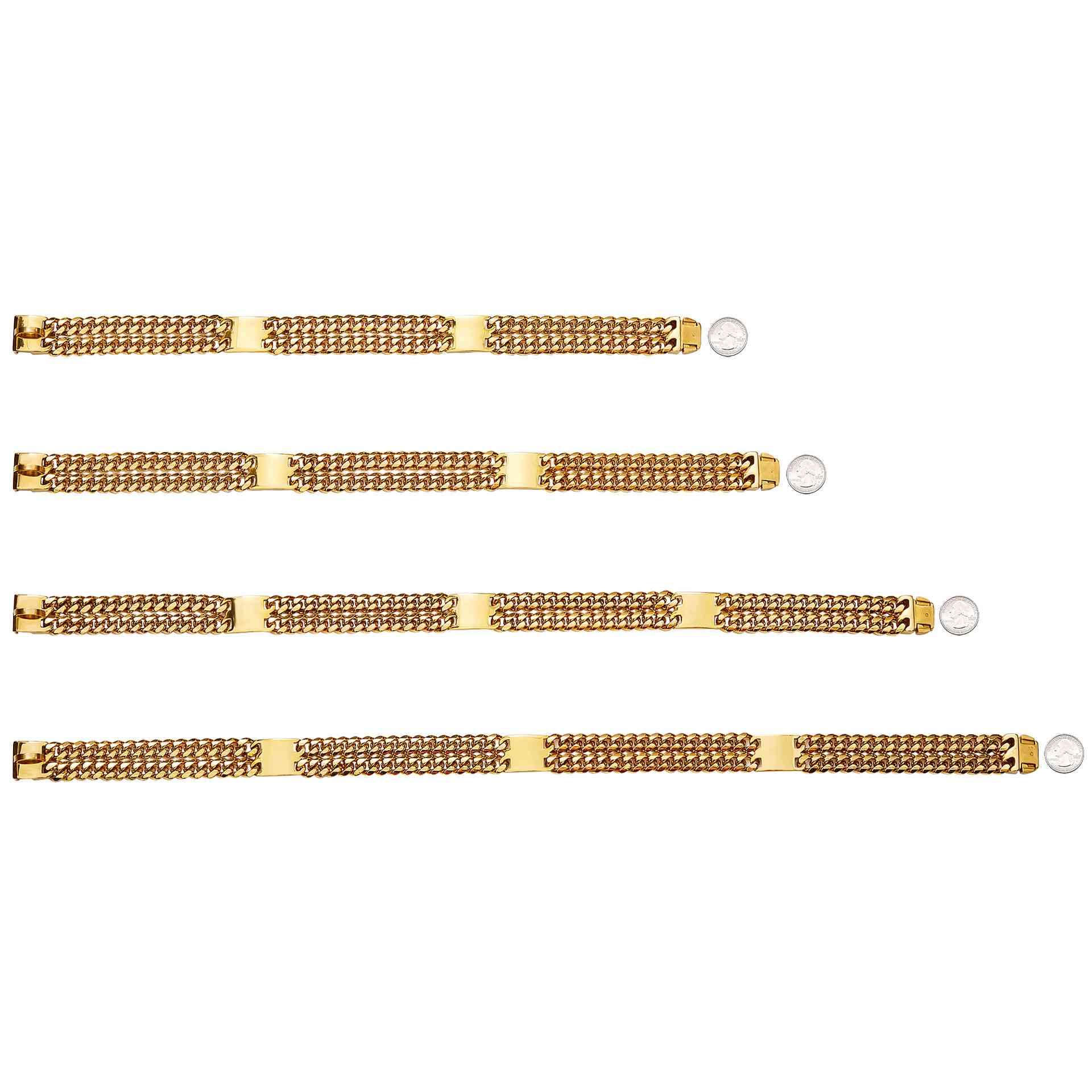 12mm Double Row Gold Encryption Chain ID Brand 18K Gold Cuban Chain Collar Traction Chain