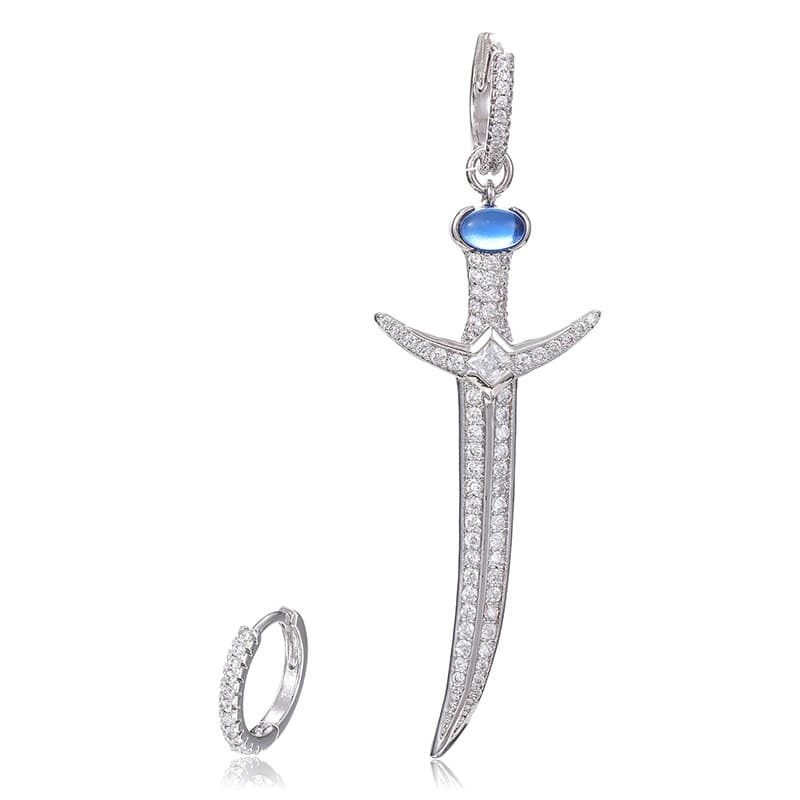 Fashionable Asymmetrical Sword Diamond Earrings | Handcrafted with VVS High Carbon Stone Simulants