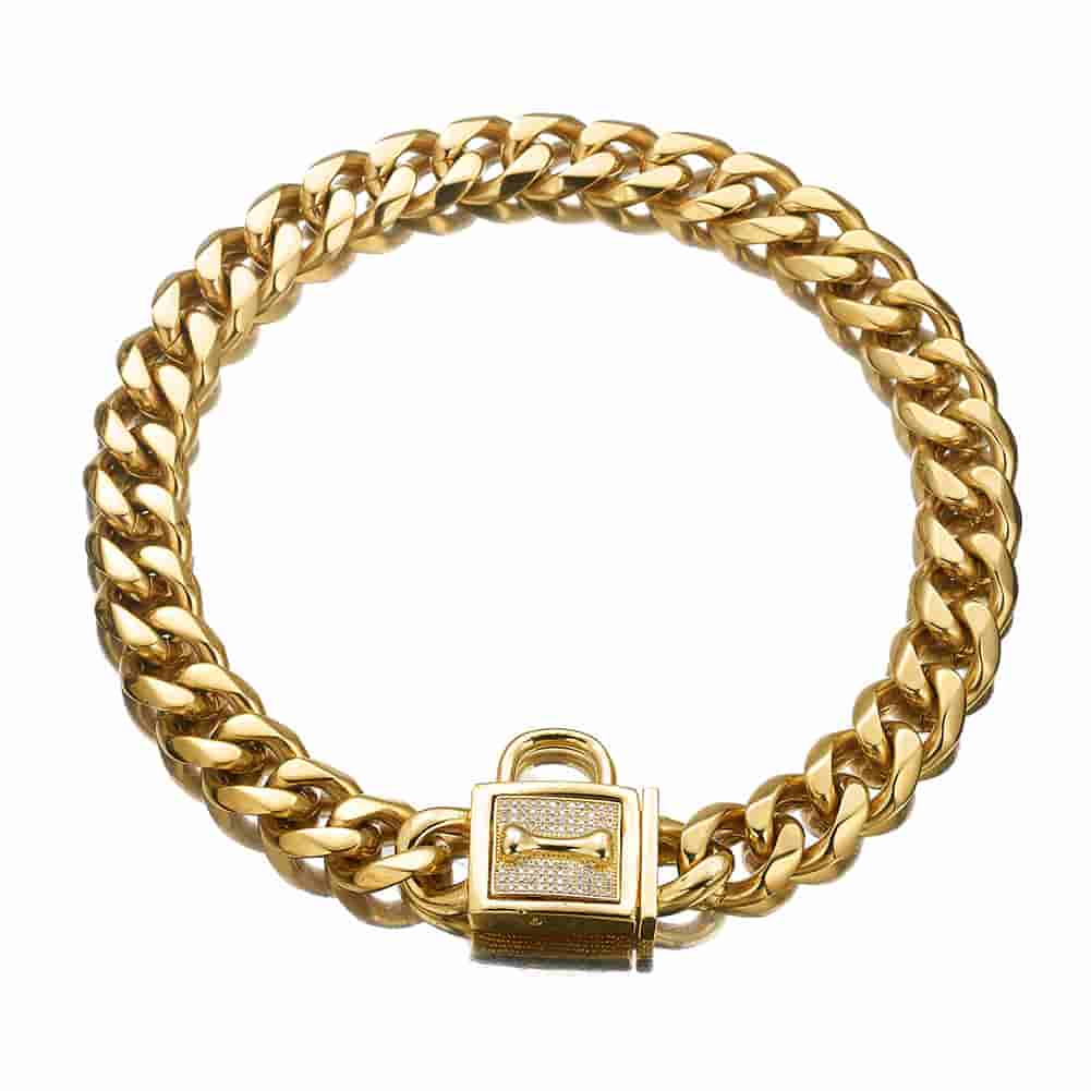 19mm Full Diamond 18K Gold Cuban Chain Pet Collar