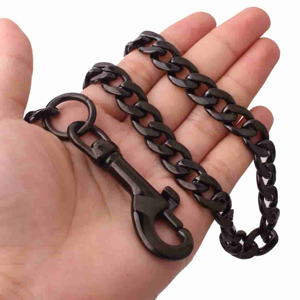 NK Black Chain Leather Leash Training Pet Dog Accessories