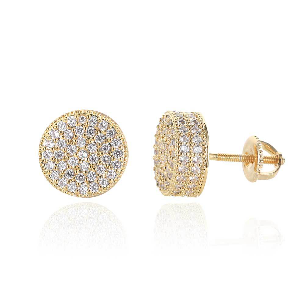 Double-layer Round Micro Pave Diamond Stud Earrings