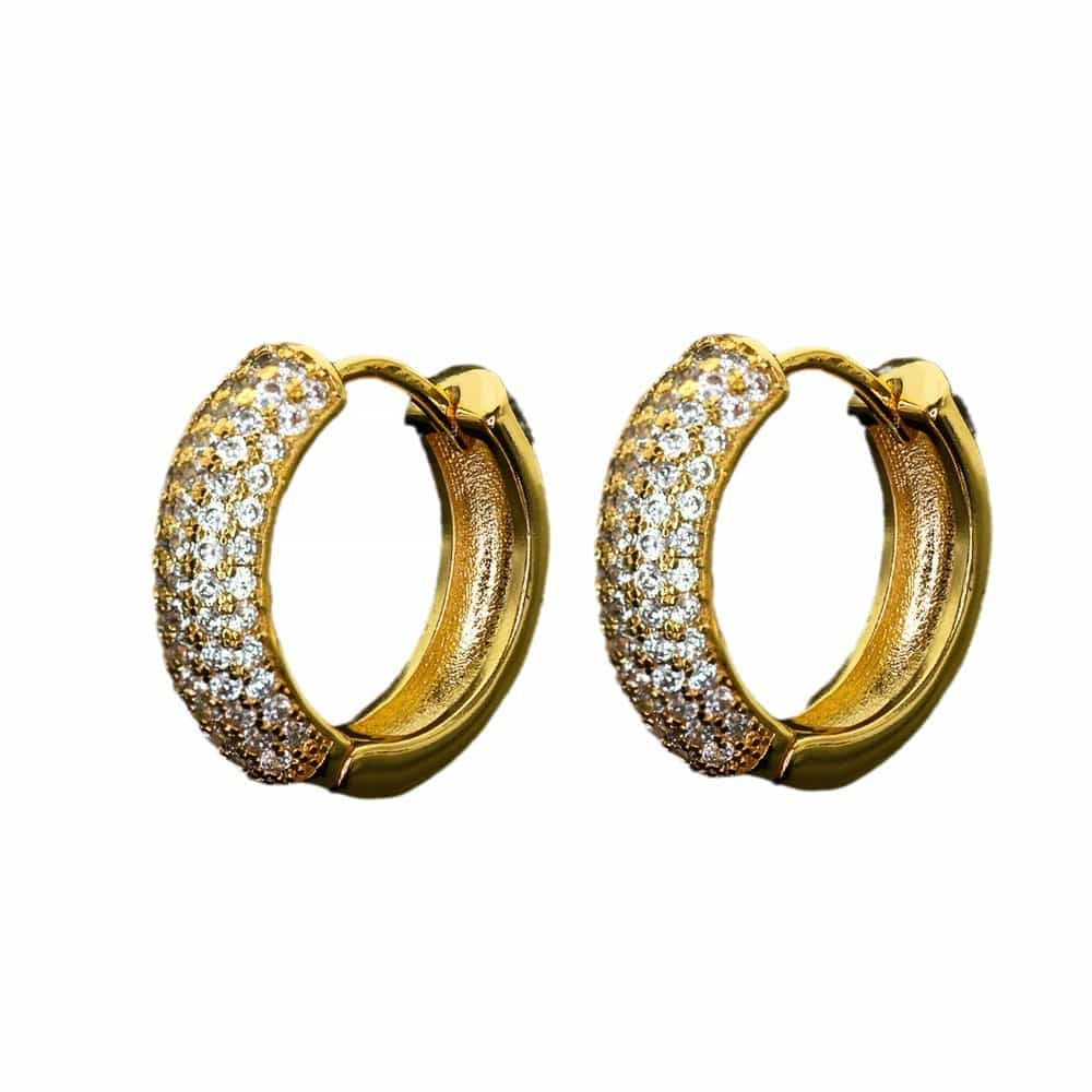 Diamond-Set Round Hoop Earrings In 18K