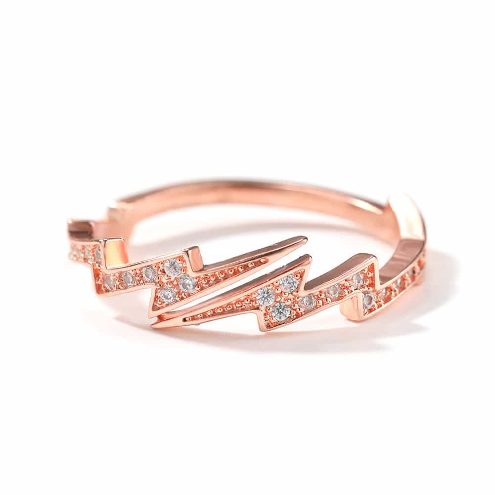 Diamond-Encrusted Lightning Bolt Open Ring