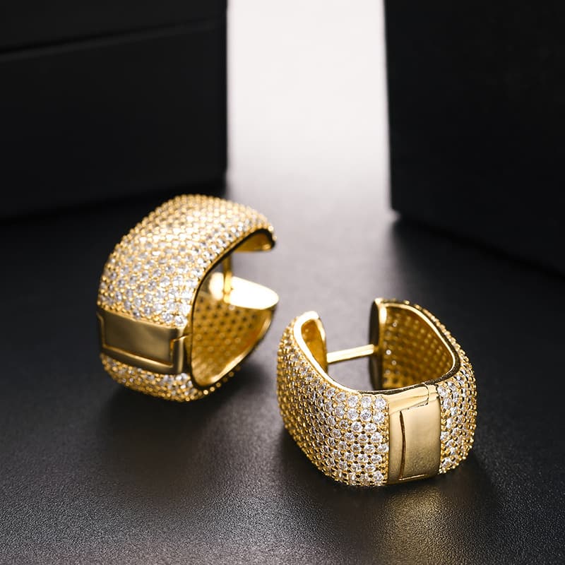 Hip-Hop Inspired Micro-Pave Square Diamond EARINGS