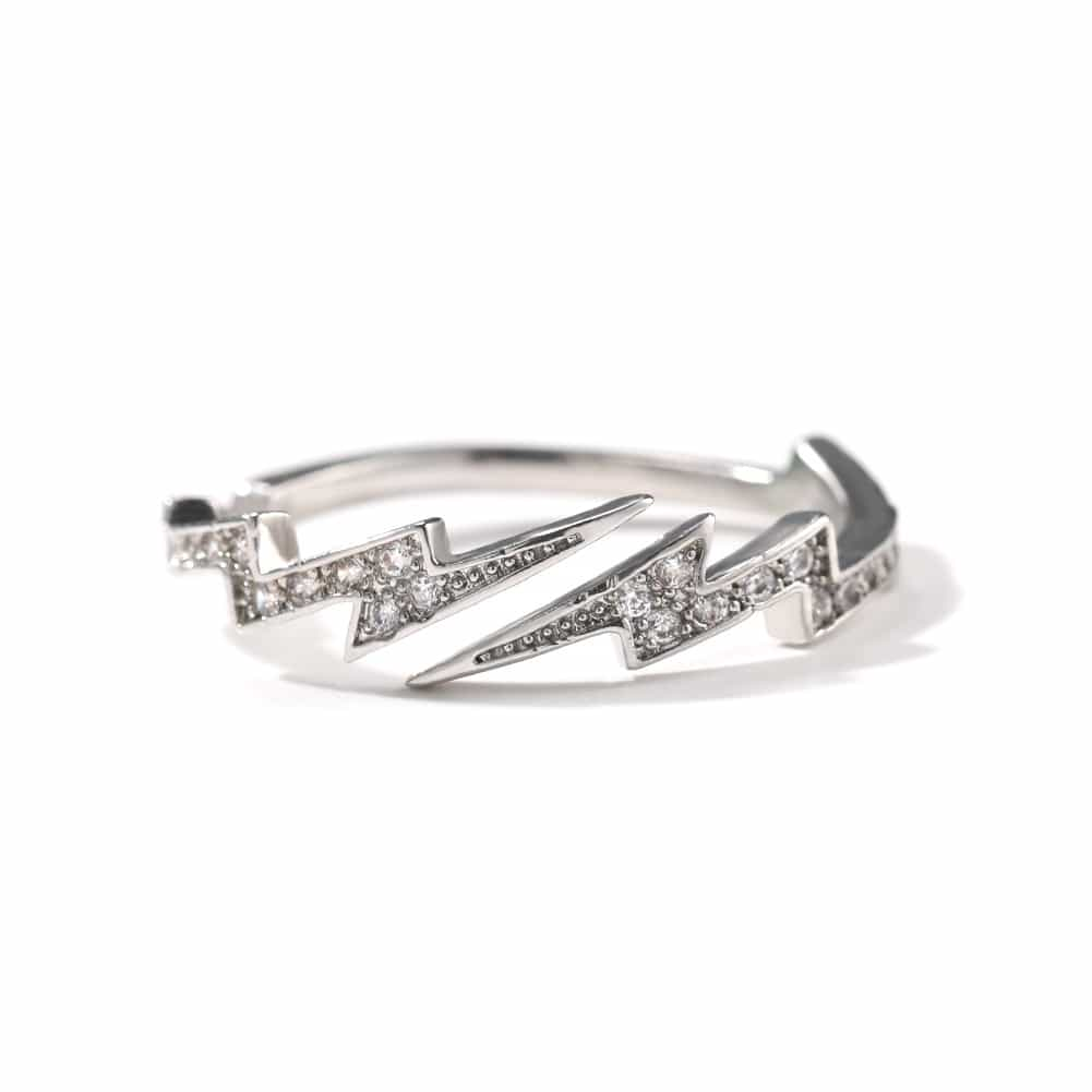 Diamond-Encrusted Lightning Bolt Open Ring