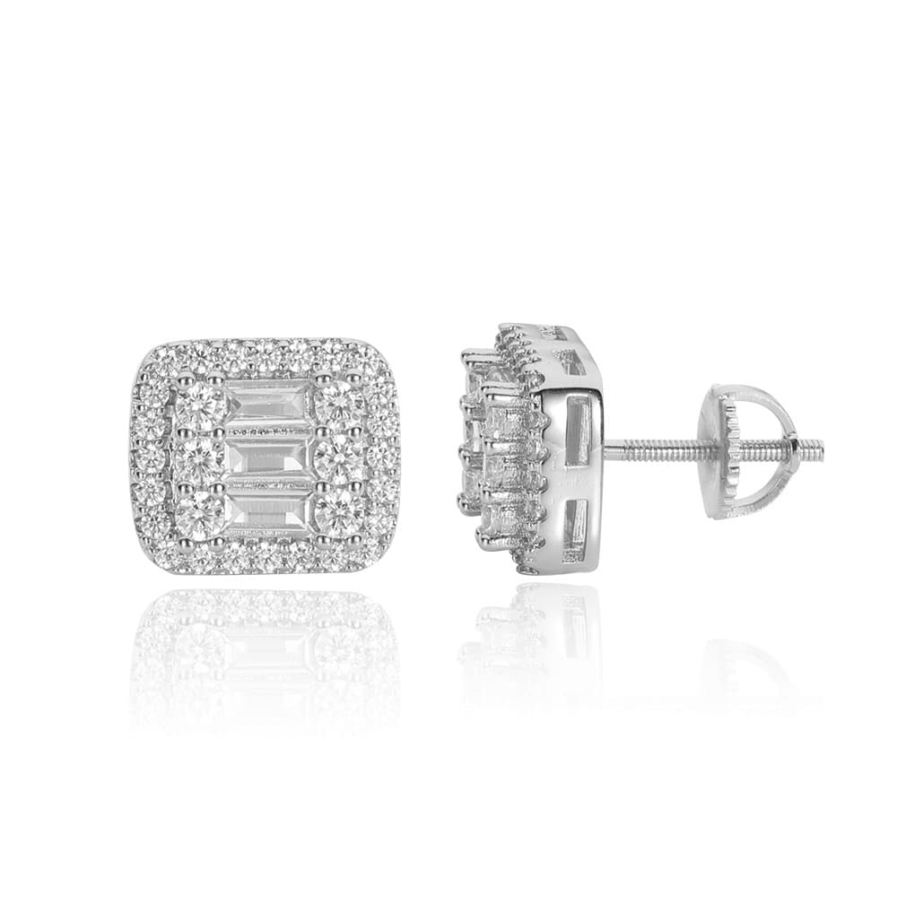 Gold-Plated Square Hip-Hop T-Diamond Stud Earrings