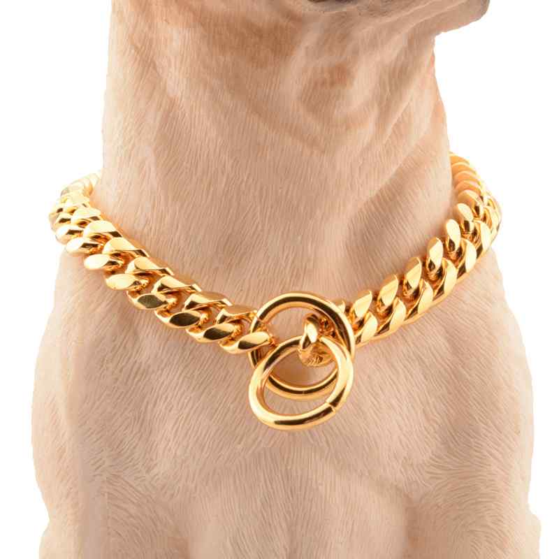 10mm Small and Medium Pet Dog Chain Golden Cuban Chain Dog Collar