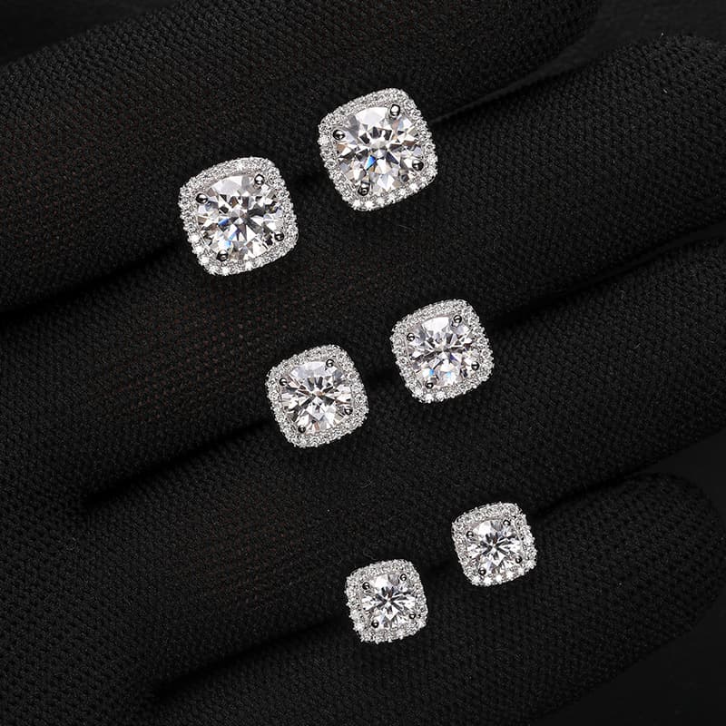 Artisan-Crafted S925 Square Ice Sugar VVS Moissanite  Earring