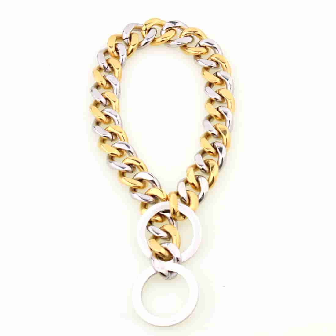 15mm Golden Retriever Husky Pet Dog Cuban Chain Denim Chain Collar