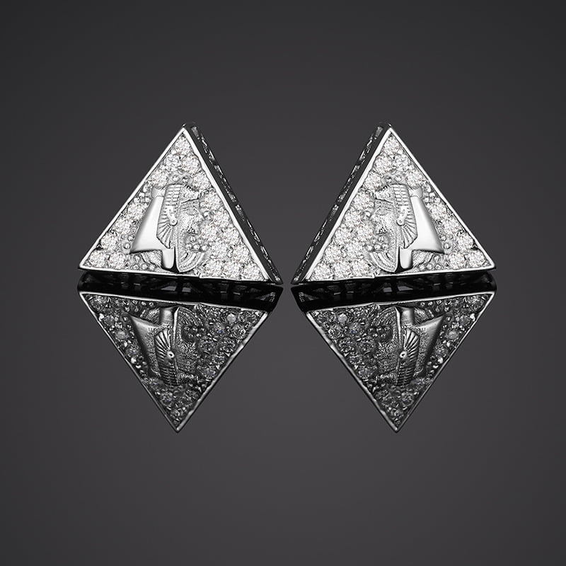 S925 VVS Moissanite Triangle Stud Earrings in 18K Gold Plating