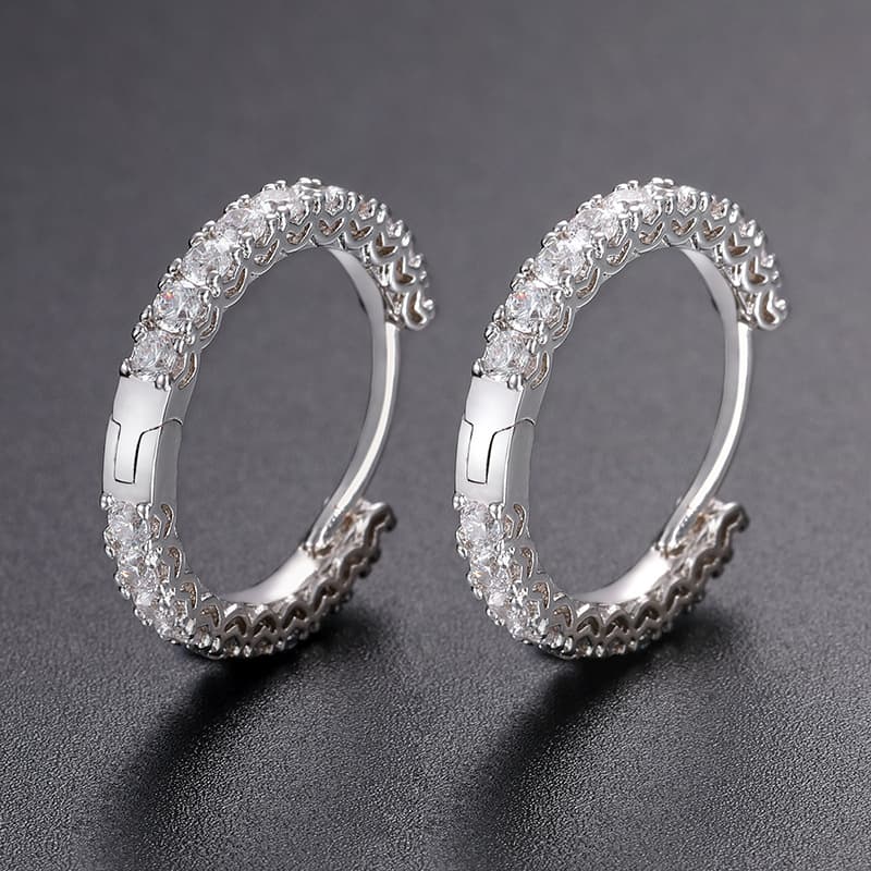 Hip-Hop Inspired Diamond Circle Earrings