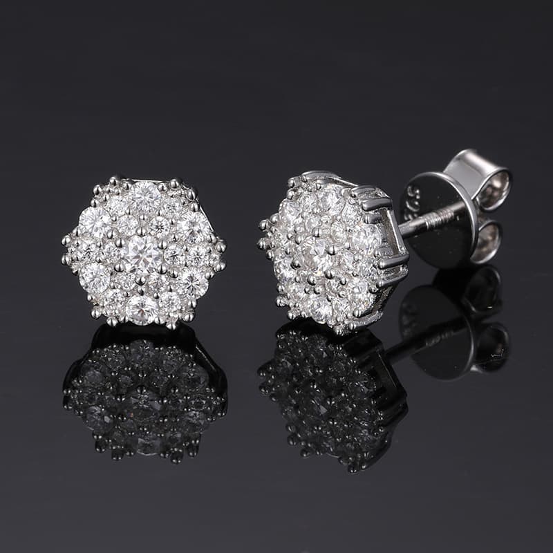 Artisan-Crafted S925 Silver Geometric Moissanite Stud Earrings