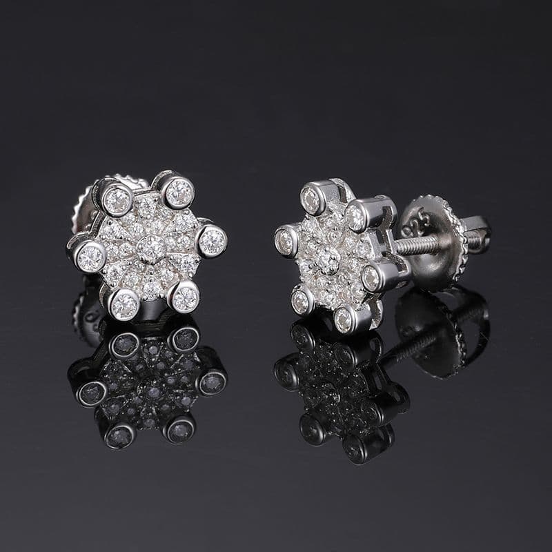 S925 Ultra-Shiny VVS Moissanite Hip-Hop Stud Earrings in 18K Gold