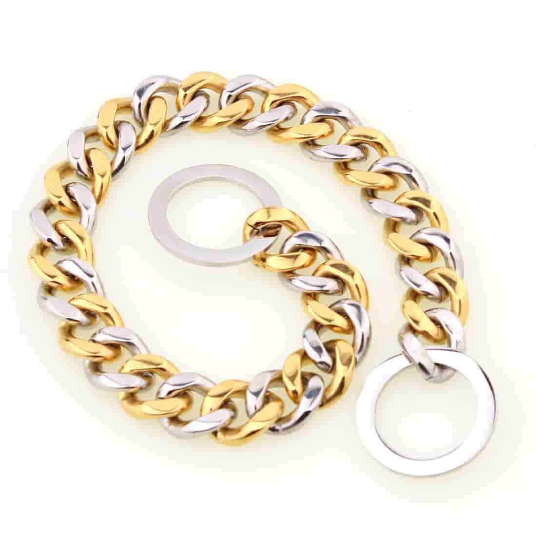 15mm Golden Retriever Husky Pet Dog Cuban Chain Denim Chain Collar