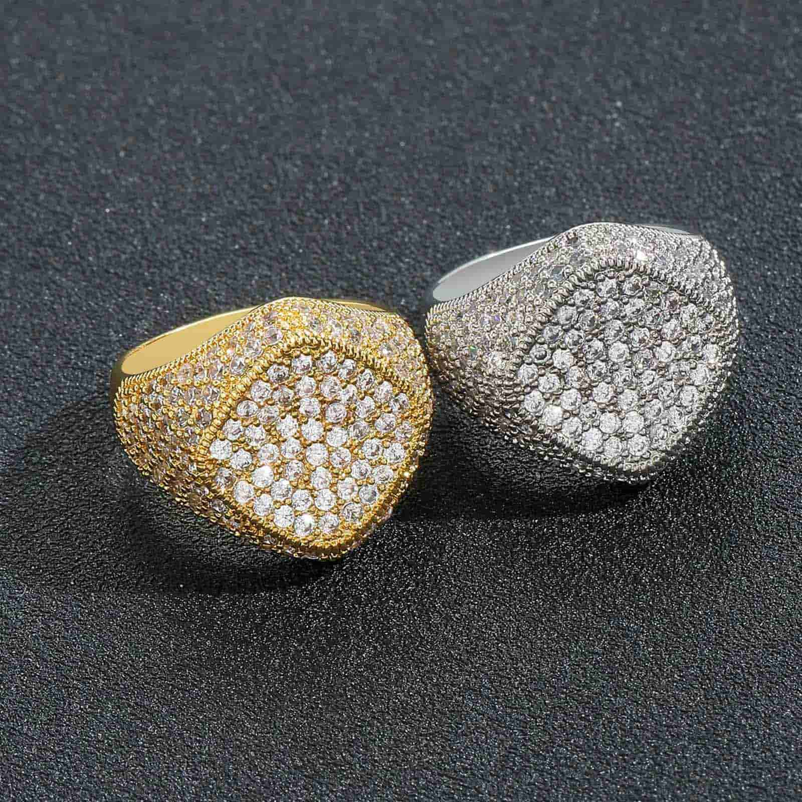 Diamond-Shaped Micro Pave Ice Ring